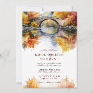 Herbst-Wald-Brücke Hochzeit Einladung