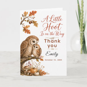 Herbst-Wald-Eule-Baby-Party Dankeskarte