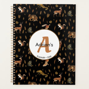 Herbst-Waldtiere Herbst verlässt Monogram-Schule Planer