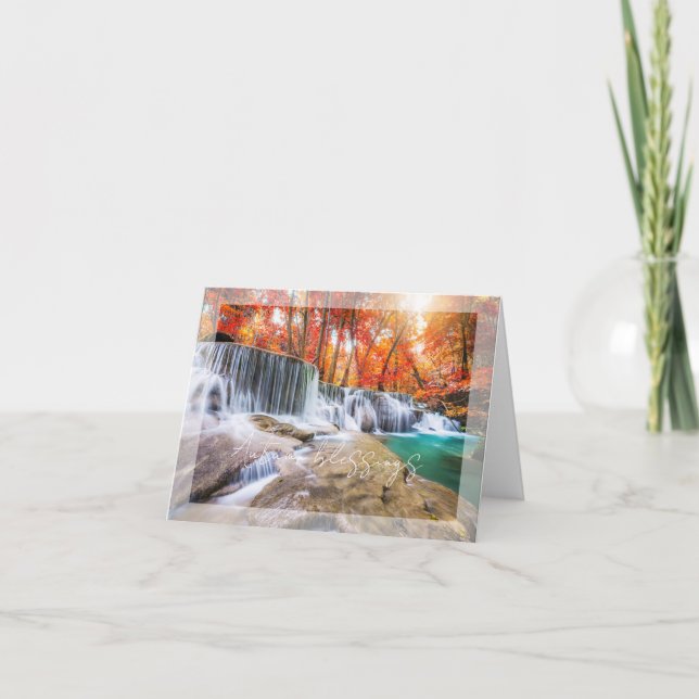 Herbst-Wasserfall mit individuellem Text Karte (Vorderseite)