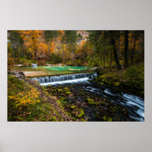 Herbst-Wasserfallszene an der Kamniška Bistrica, S Poster