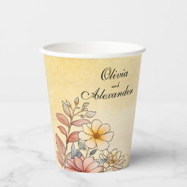 Herbst Wasserfarbe Flora Terracotta Pappbecher