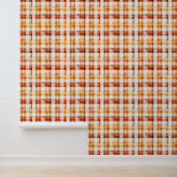 Herbst Wasserfarbe Orangefarbenes Kariertes Muster