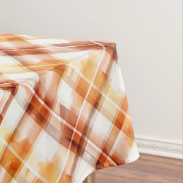 Herbst Wasserfarbe Orangefarbenes Kariertes Muster Tischdecke