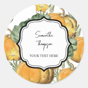 Herbst Wasserfarbe Vintage Pumpkins Runder Aufkleber