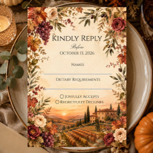 Herbst-Weingut-Hochzeit RSVP Karte