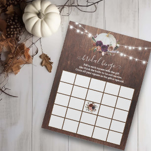 Herbst Weißer Kürbis Herbst in Liebe Bingo Holz Notizblock