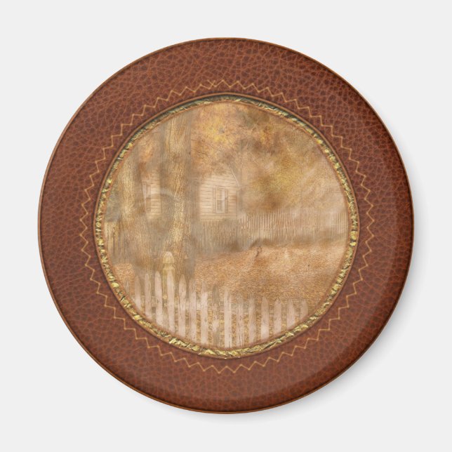Herbst - Weißer Zaun Magnet (Vorne)