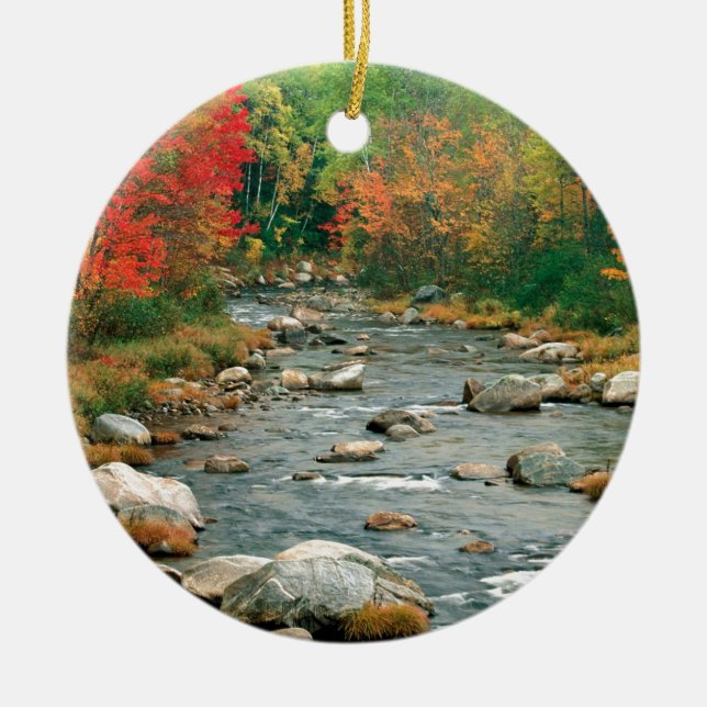 Herbst-weißes GebirgsNew Hampshire Keramikornament (Vorne)