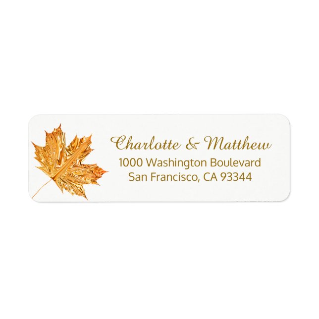 Herbst Weißgoldleaf Hochzeitsfeier Rücksendeadress (Vorne)