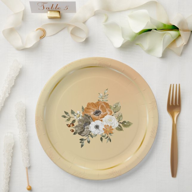 Herbst Weißrost-Blume Pappteller (Hochzeit)