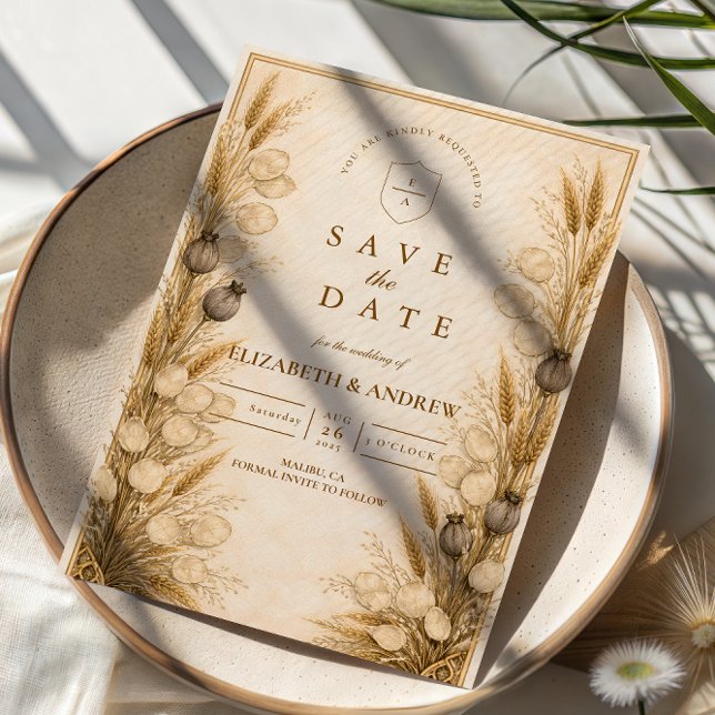 Herbst-Weizen Botanische Hochzeit Save The Date (Von Creator hochgeladen)