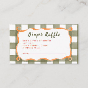 Herbst Whimsical Karo Sage Pfirsich Windel-Raffle Begleitkarte