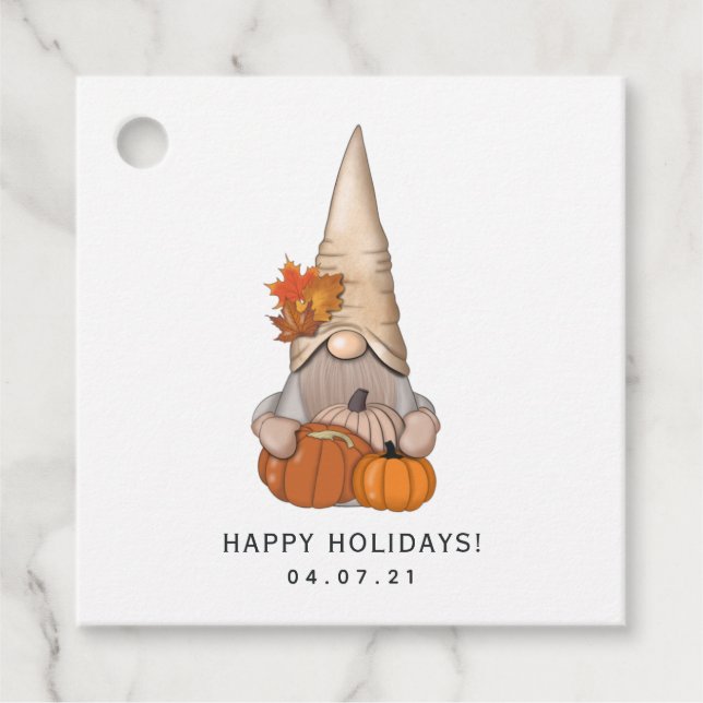 Herbst Whimsical Nordic Harvest Gnomes Gefallen Geschenkanhänger (Vorderseite)
