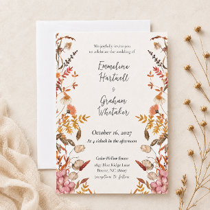 Herbst-Wiesen-Wildblumen-Hochzeitseinladung Einladung