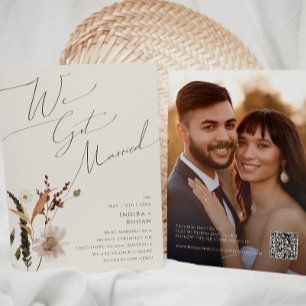 Herbst-Wildblume   Beige Hochzeitsankündigung Einladung