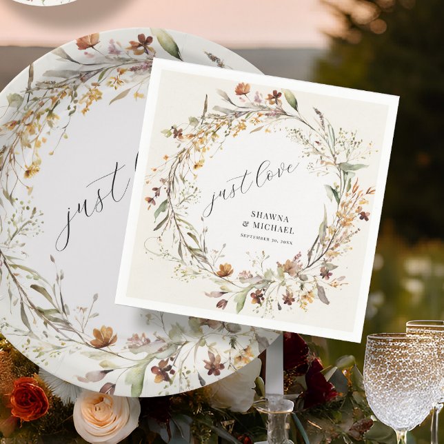 Herbst Wildblume Blumenreath Herbst BOHO Hochzeit Serviette (Von Creator hochgeladen)