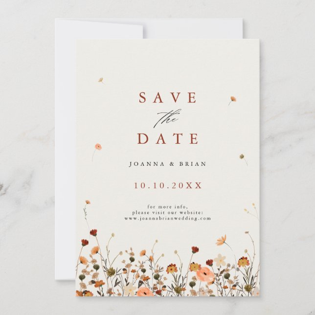 Herbst Wildblume Garden Botanische Boho chische Ho Save The Date (Vorderseite)