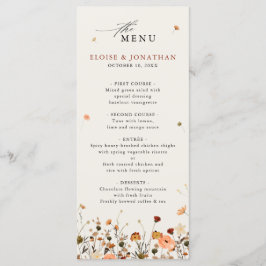 Herbst Wildblume Garden Floral Boho Hochzeit Menükarte