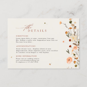 Herbst Wildblume Garden Floral Boho Hochzeitdetail Begleitkarte