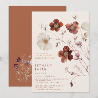 Herbst-Wildblume-Geburtstagsparty Einladung