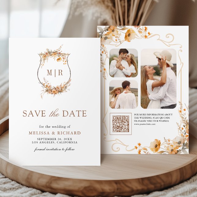 Herbst Wildblume Wappen QR Code Hochzeit Save The Date (Von Creator hochgeladen)