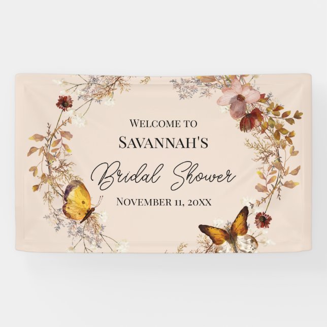 Herbst-Wildblumen-Aquarell-Junggesellinnen-Abschie Banner (Horizontal)