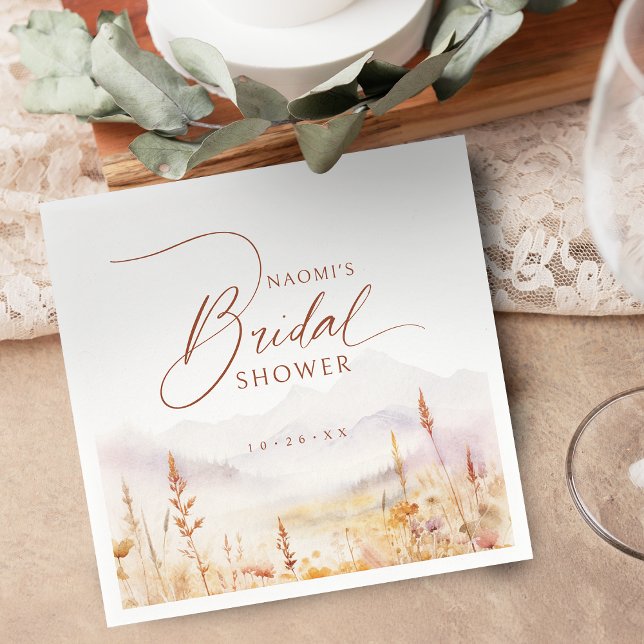 Herbst-Wildblumen-Berg-Rustikale-Braut-Party Serviette (Fall Wildflower Mountain Rustic Bridal Shower Napkins)