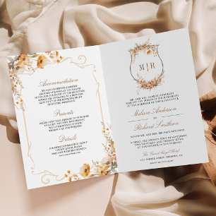 Herbst-Wildblumen-Crest-QR-Code-Hochzeit Einladung