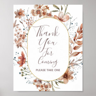 Herbst-Wildblumen Danke fürs Kommen Gefallen Schil Poster