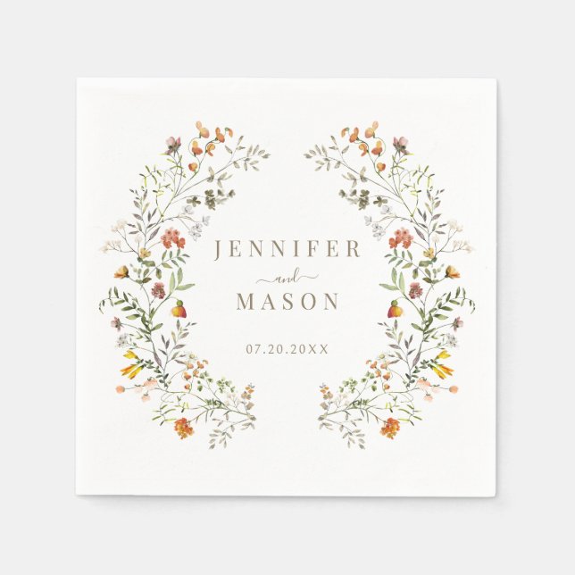 Herbst Wildblumen Garten Hochzeit im Herbst Serviette (Vorderseite)