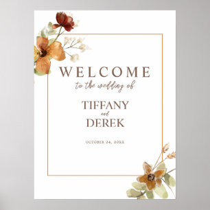 Herbst-Wildblumen Hochzeitsempfang Poster