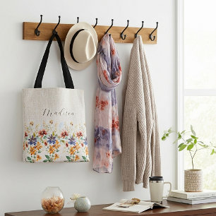 Herbst-Wildblumen-Rand personalisiert Tasche