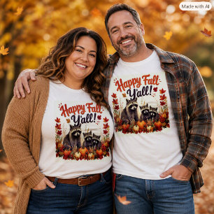 Herbst-Wildlife Waschbären Cute Happy Fall Y’all T-Shirt