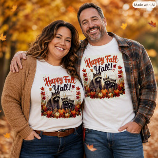 Herbst-Wildlife Waschbären Cute Happy Fall Y’all T-Shirt