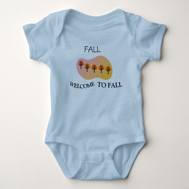 Herbst Willkommen bei Fall Baby Light Blue Baby Strampler (Vorderseite)