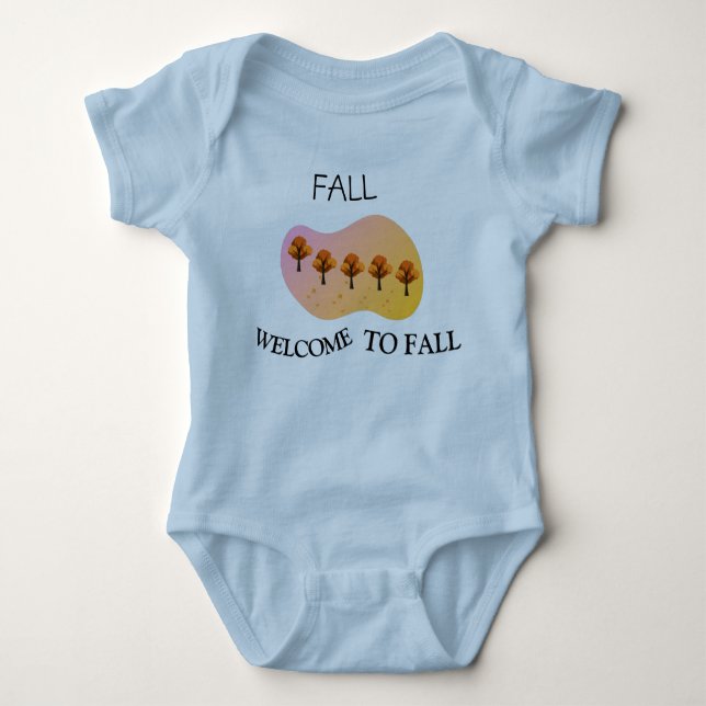 Herbst Willkommen bei Fall Baby Light Blue Strampler (Vorderseite)