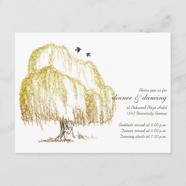 Herbst-Willow-Tree-Hochzeitkarte Begleitkarte (Vorderseite)