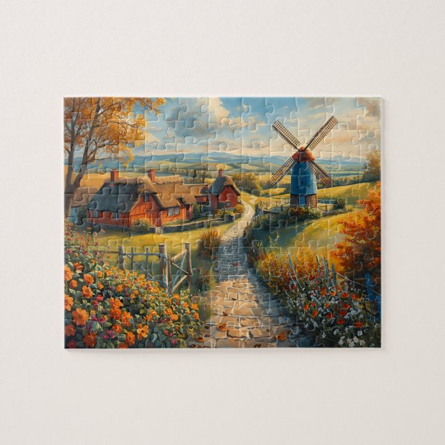 Herbst-Windmühlen-Farm-Cottage-Blumenweg (Horizontal)
