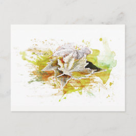Herbst, Winter. Laub, Frost, Aquarell Postkarte