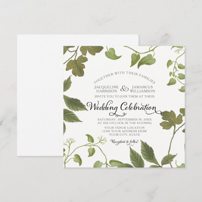 Herbst Winter Waldleaf Bohemisch BOHO Einladung (Vorne/Hinten)