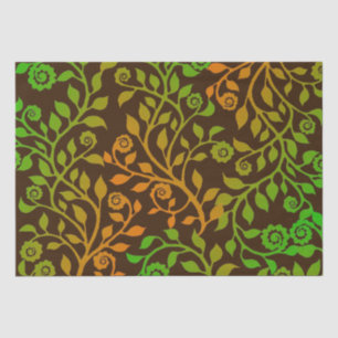 Herbst Wirbel Brawn Green Orange Blumenmuster Seidenpapier