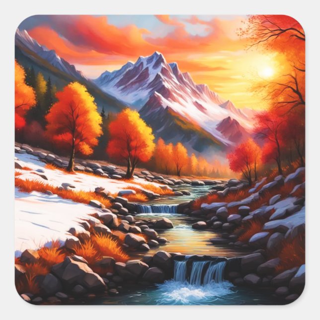 Herbst wird Winter Quadratischer Aufkleber (Vorderseite)