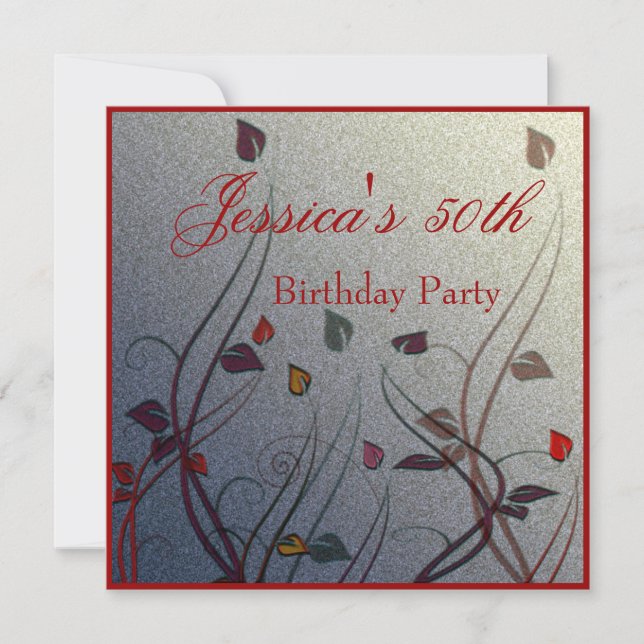 Herbst Wispy Leaf Floral 50. Geburtstag Einladung (Vorderseite)