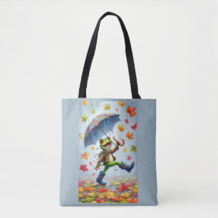 Herbst Witziger T - Shirt Frosch im Regen Tasche