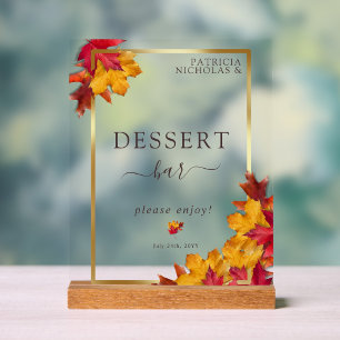 Herbst Woody Brown & Elegante Golden Dessert Bar Acrylschild