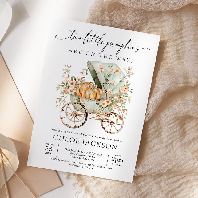 Herbst zwei kleine Pumpkin Herbst Zwinziger Babydu Einladung (Von Creator hochgeladen)