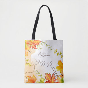 Herbstahornblätter mit individuellem Text Tasche