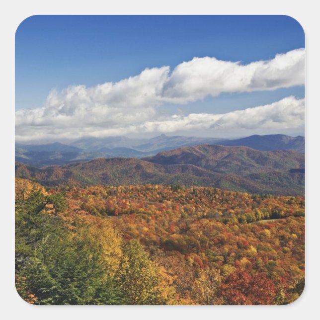 Herbstansicht der südlichen Appalachen Quadratischer Aufkleber (Vorderseite)