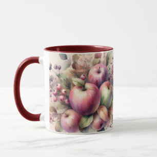 Herbstäpfel in Pastellfarben Aquarellmalerei Tasse